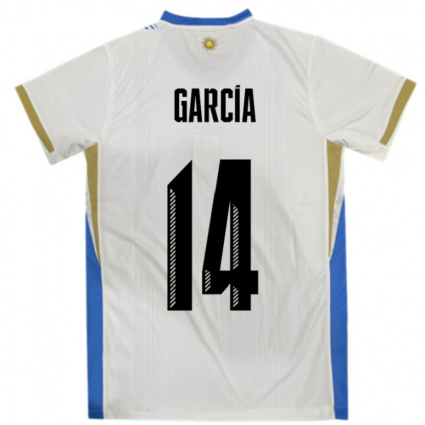 Danxen Women Uruguay Damian Garcia #14 White Blue Away Jersey 24-26 T-Shirt