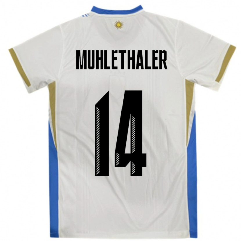 Danxen Women Uruguay Stiven Muhlethaler #14 White Blue Away Jersey 24-26 T-Shirt
