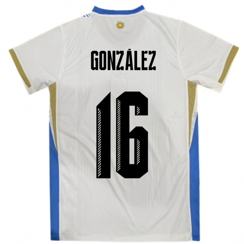 Danxen Women Uruguay Lorena Gonzalez #16 White Blue Away Jersey 24-26 T-Shirt