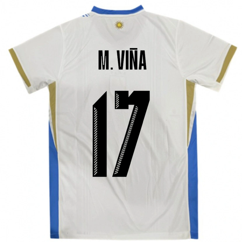 Danxen Women Uruguay Matias Vina #17 White Blue Away Jersey 24-26 T-Shirt