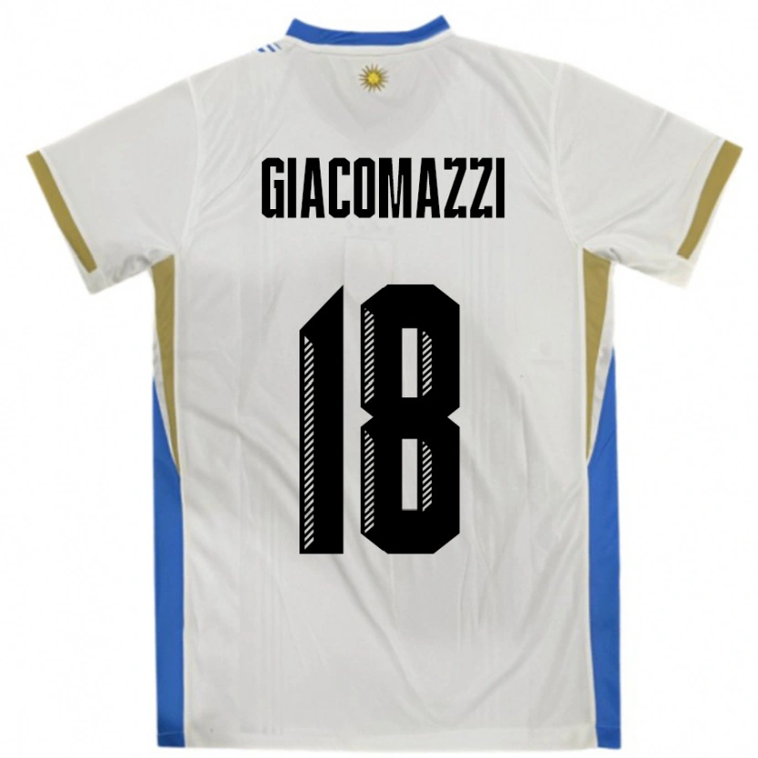 Danxen Women Uruguay Sebastian Giacomazzi #18 White Blue Away Jersey 24-26 T-Shirt