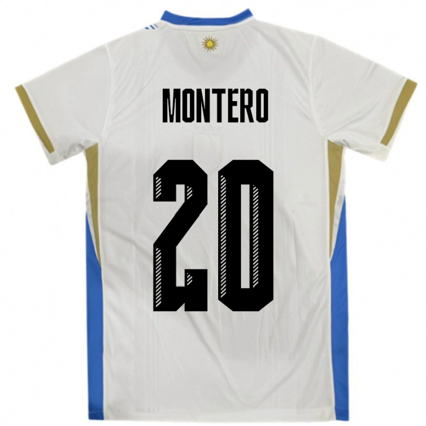 Danxen Women Uruguay Alfonso Montero #20 White Blue Away Jersey 24-26 T-Shirt