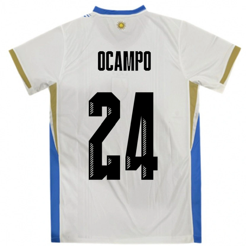 Danxen Women Uruguay Brian Ocampo #24 White Blue Away Jersey 24-26 T-Shirt