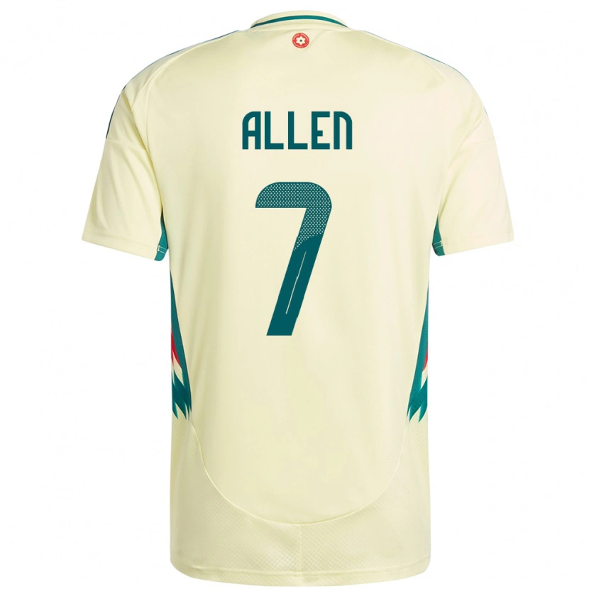 Danxen Women Wales Joe Allen #7 Beige Yellow Away Jersey 24-26 T-Shirt