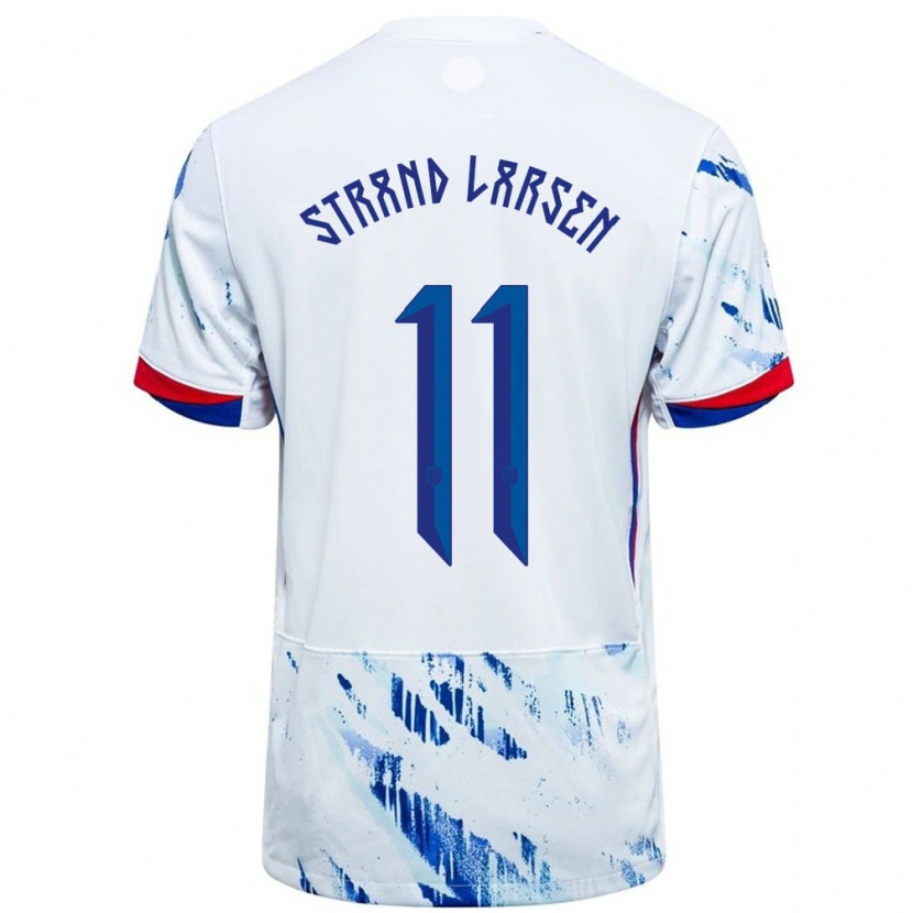 Danxen Women Norway Jørgen Strand Larsen #11 White Blue Away Jersey 24-26 T-Shirt