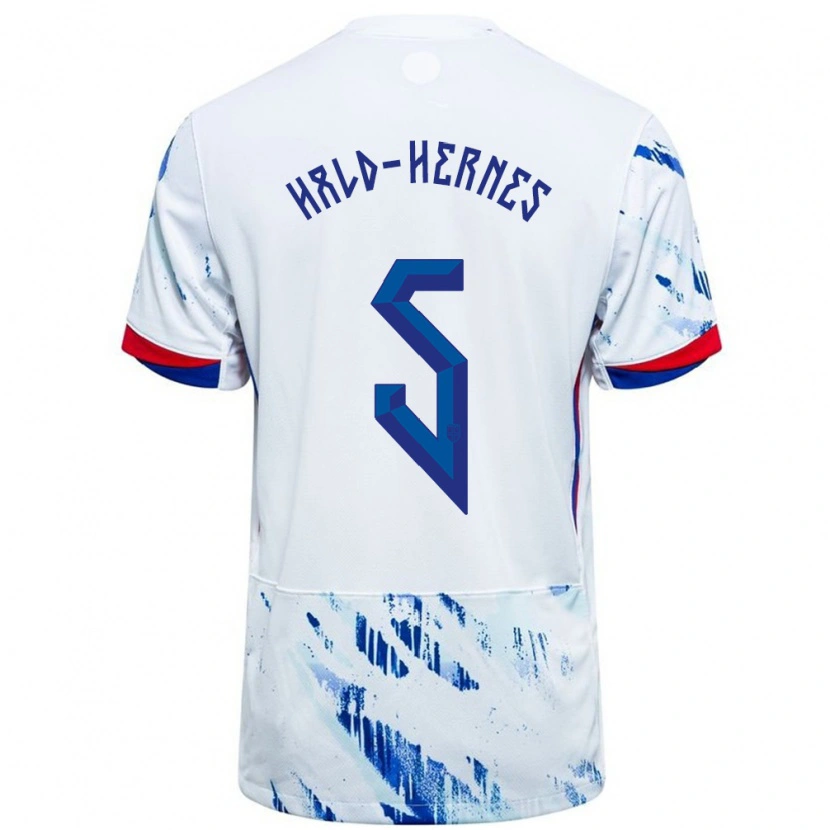 Danxen Women Norway Ulrik Hald-Hernes #5 White Blue Away Jersey 24-26 T-Shirt