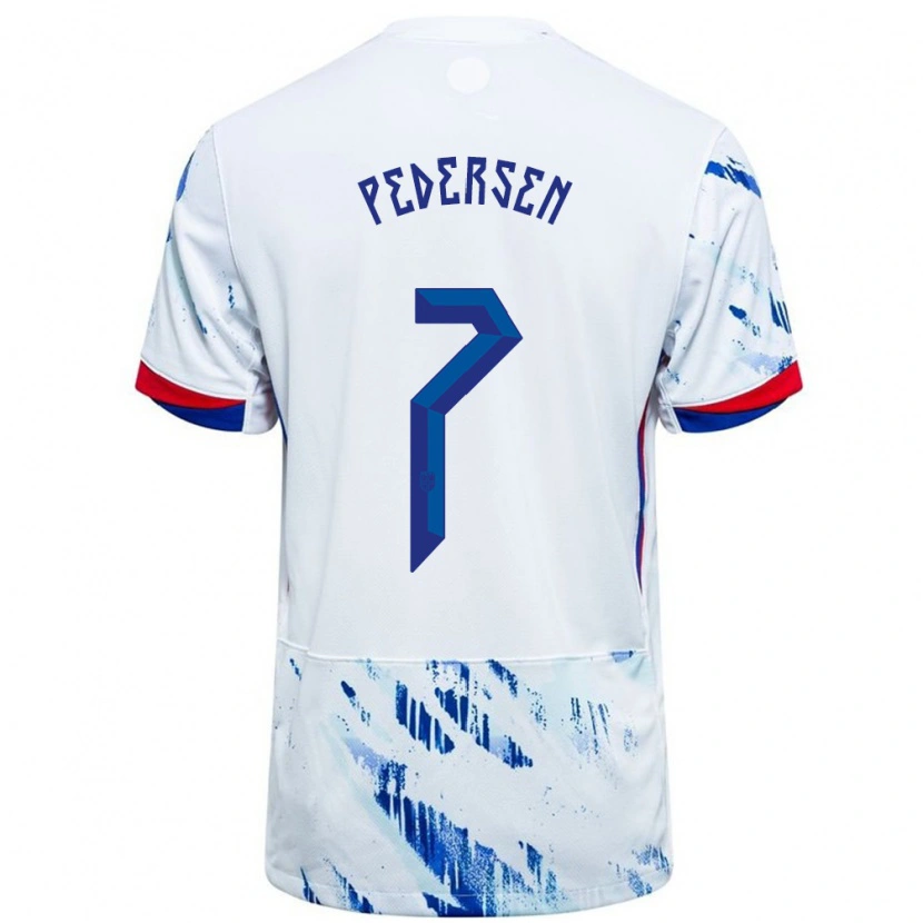 Danxen Women Norway Mats Pedersen #7 White Blue Away Jersey 24-26 T-Shirt