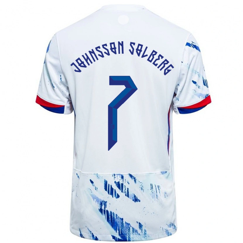 Danxen Women Norway Elias Johnsson Solberg #7 White Blue Away Jersey 24-26 T-Shirt