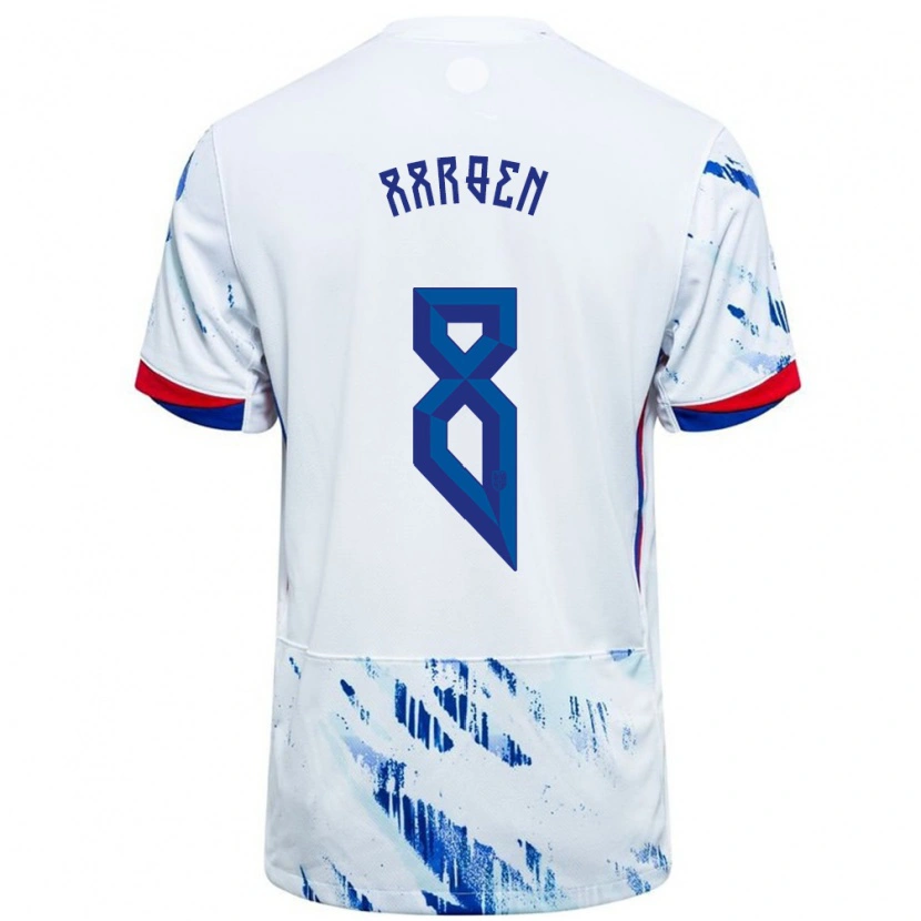 Danxen Women Norway Isak Hansen-Aarøen #8 White Blue Away Jersey 24-26 T-Shirt