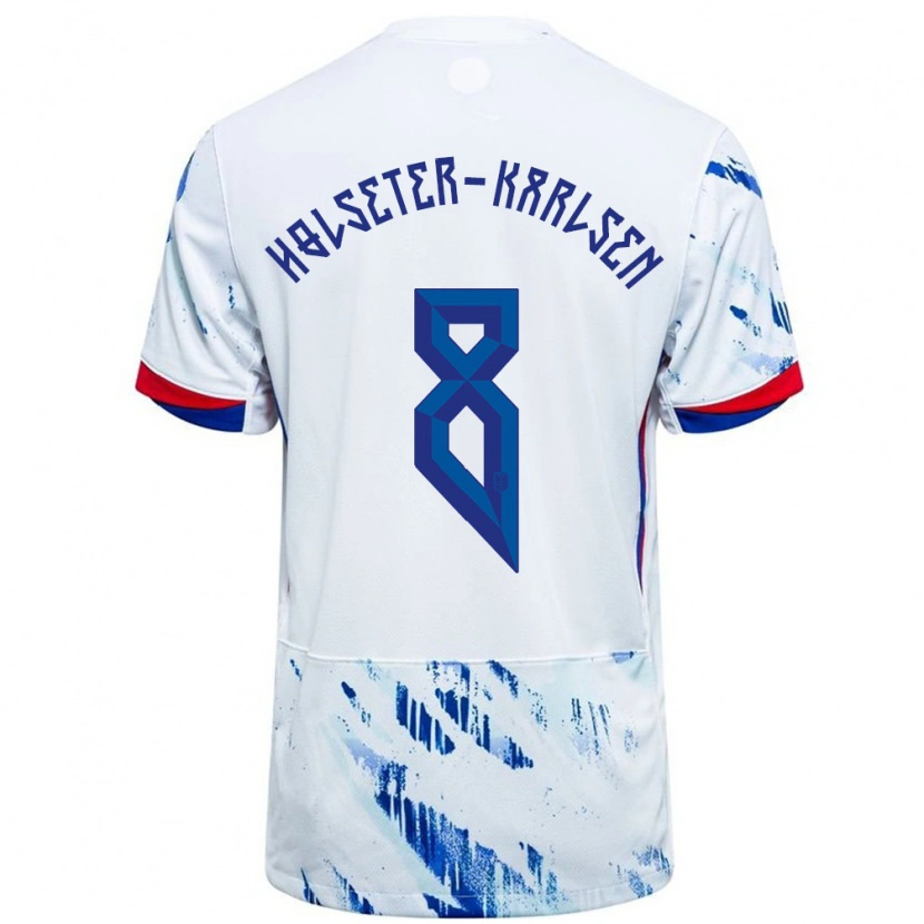 Danxen Women Norway Philip Holseter-Karlsen #8 White Blue Away Jersey 24-26 T-Shirt