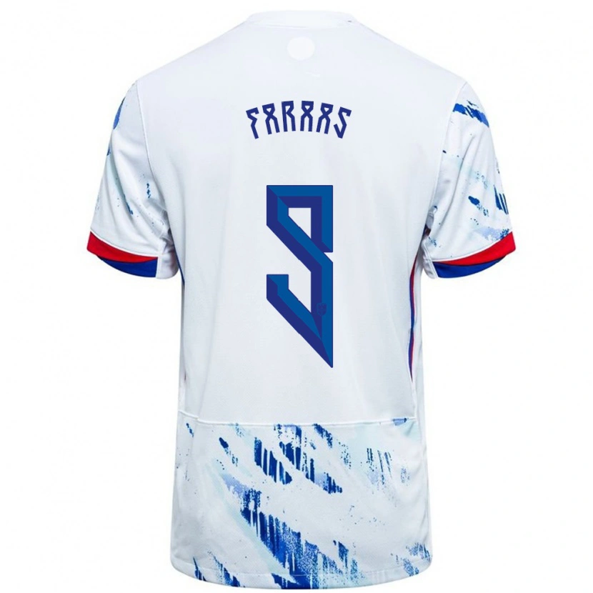 Danxen Women Norway Benjamin Faraas #9 White Blue Away Jersey 24-26 T-Shirt