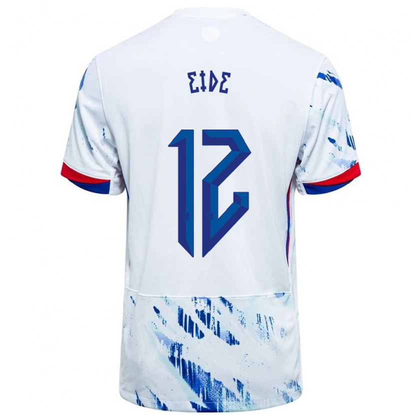Danxen Women Norway Bernard Eide #12 White Blue Away Jersey 24-26 T-Shirt