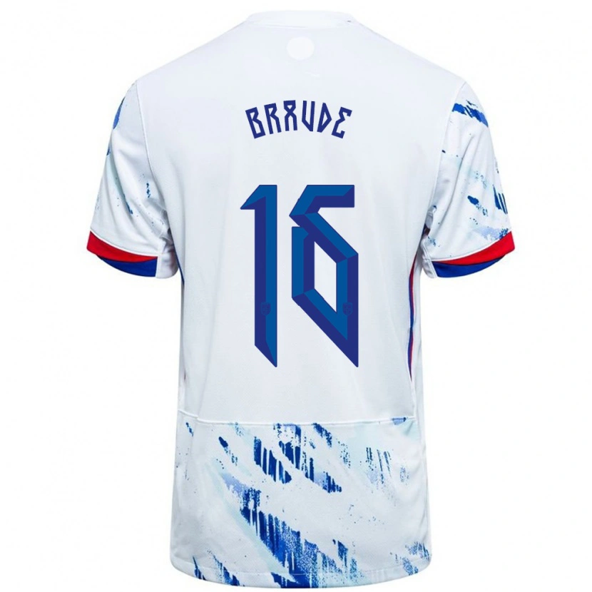 Danxen Women Norway Oliver Braude #16 White Blue Away Jersey 24-26 T-Shirt
