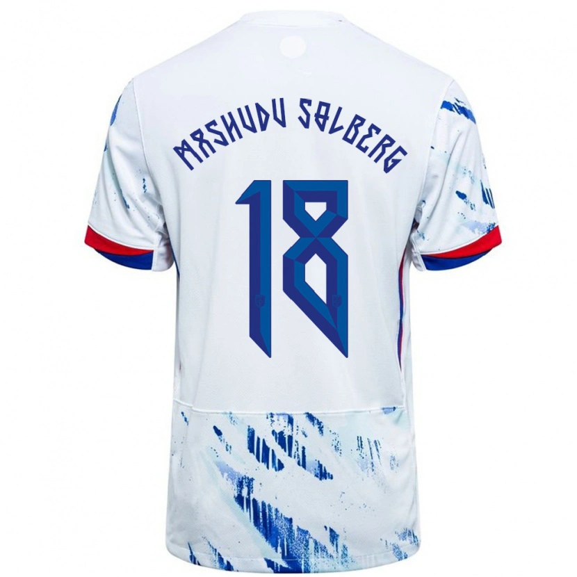 Danxen Women Norway Mathias Mashudu Solberg #18 White Blue Away Jersey 24-26 T-Shirt