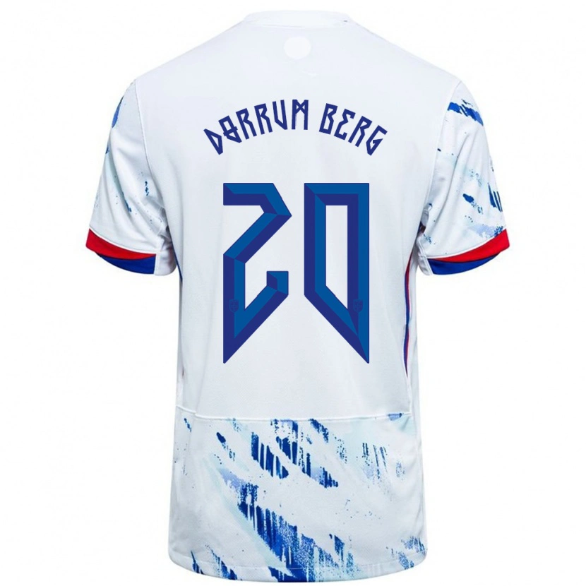 Danxen Women Norway Fredrik Dørrum Berg #20 White Blue Away Jersey 24-26 T-Shirt