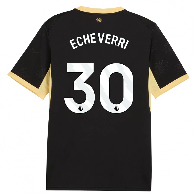 Danxen Women Claudio Echeverri #30 Black Yellow Away Jersey 2026/27 T-Shirt