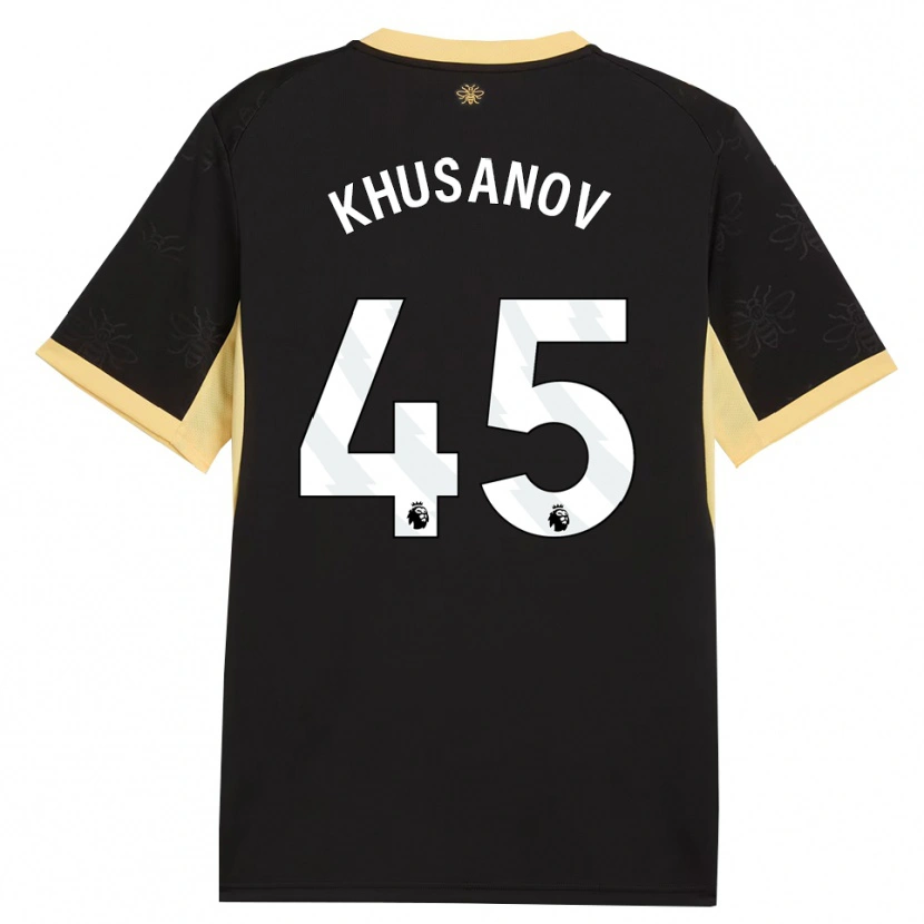 Danxen Women Abdukodir Khusanov #45 Black Yellow Away Jersey 2026/27 T-Shirt