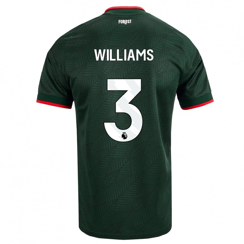 Danxen Women Neco Williams #3 Dark Green Red Away Jersey 2026/27 T-Shirt