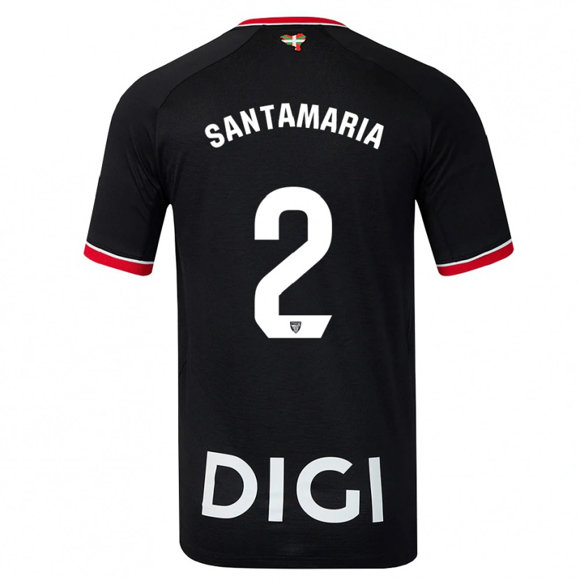 Danxen Men Unai Santamaría #2 Black White Red Away Jersey 2026/27 T-Shirt
