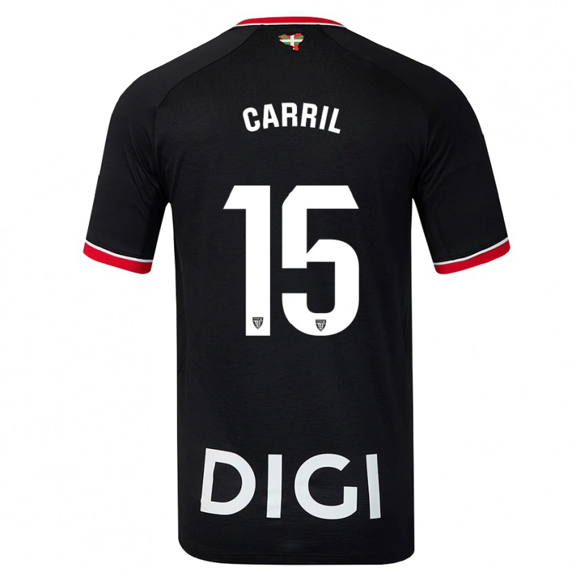 Danxen Men Álex Carril #15 Black White Red Away Jersey 2026/27 T-Shirt