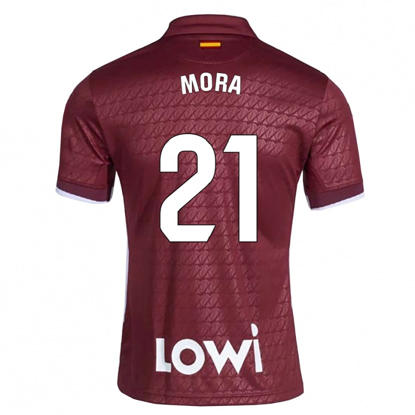 Danxen Men Adrià Mora #21 Dark Red White Away Jersey 2026/27 T-Shirt