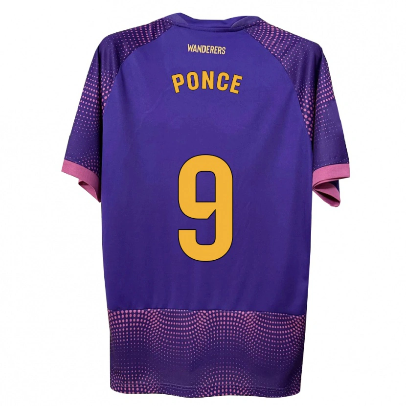 Danxen Women Ezequiel Ponce #9 Purple White Pink Away Jersey 2026/27 T-Shirt