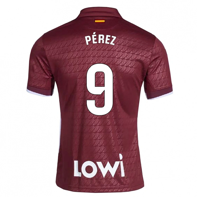 Danxen Women Joselu Pérez #9 Dark Red White Away Jersey 2026/27 T-Shirt