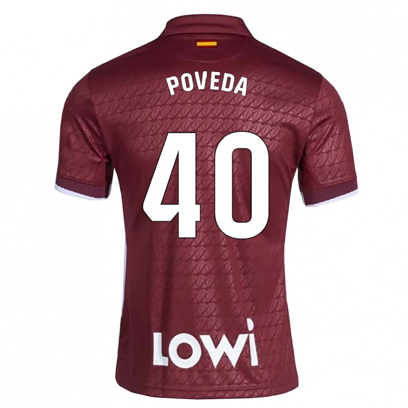 Danxen Women Pedro Poveda #40 Dark Red White Away Jersey 2026/27 T-Shirt