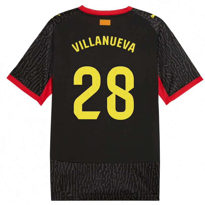 Danxen Women Pablo Villanueva #28 Black Yellow Red Away Jersey 2026/27 T-Shirt