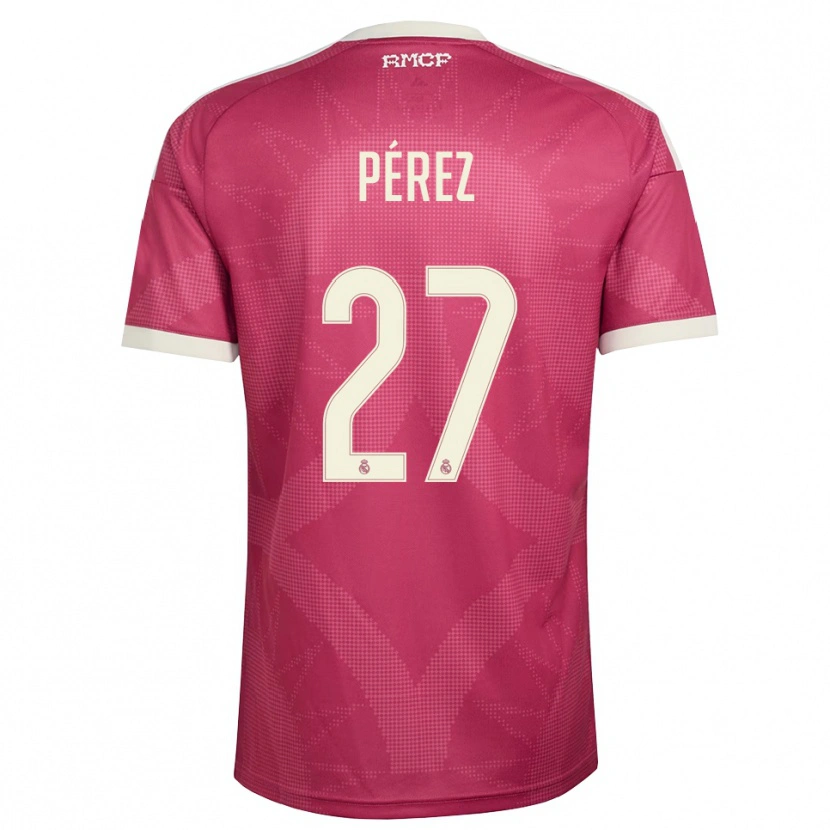 Danxen Women Adrián Pérez #27 Pale Violet Red White Third Jersey 2026/27 T-Shirt