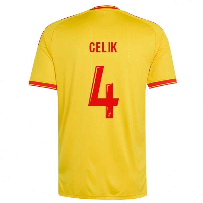 Danxen Men Nidal Celik #4 Gold Orange Red Home Jersey 2026/27 T-Shirt