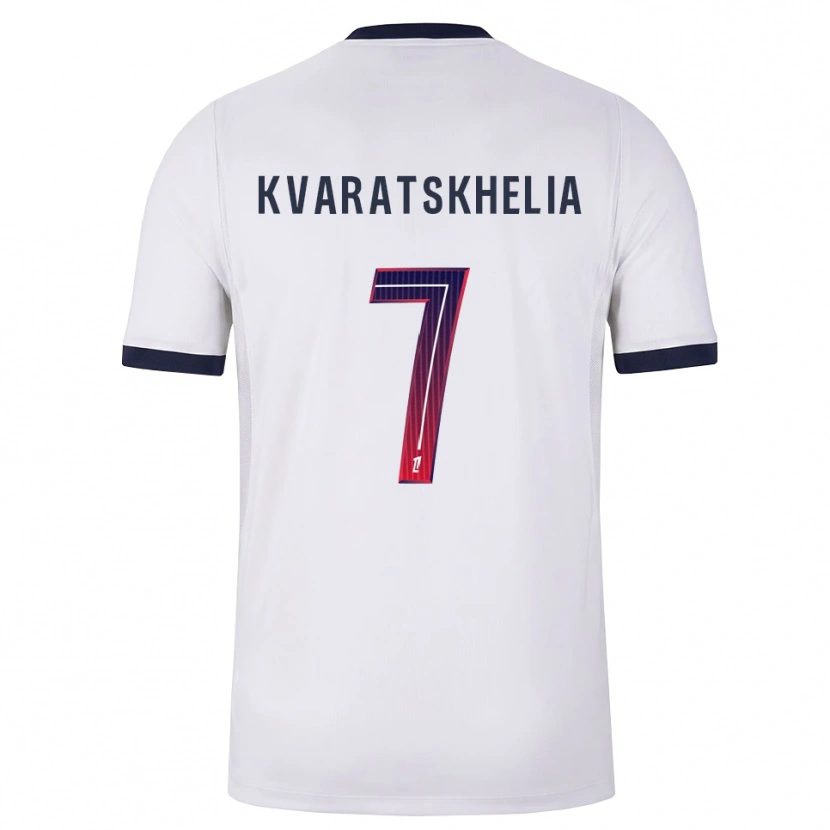 Danxen Men Khvicha Kvaratskhelia #7 White Black Red Away Jersey 2026/27 T-Shirt