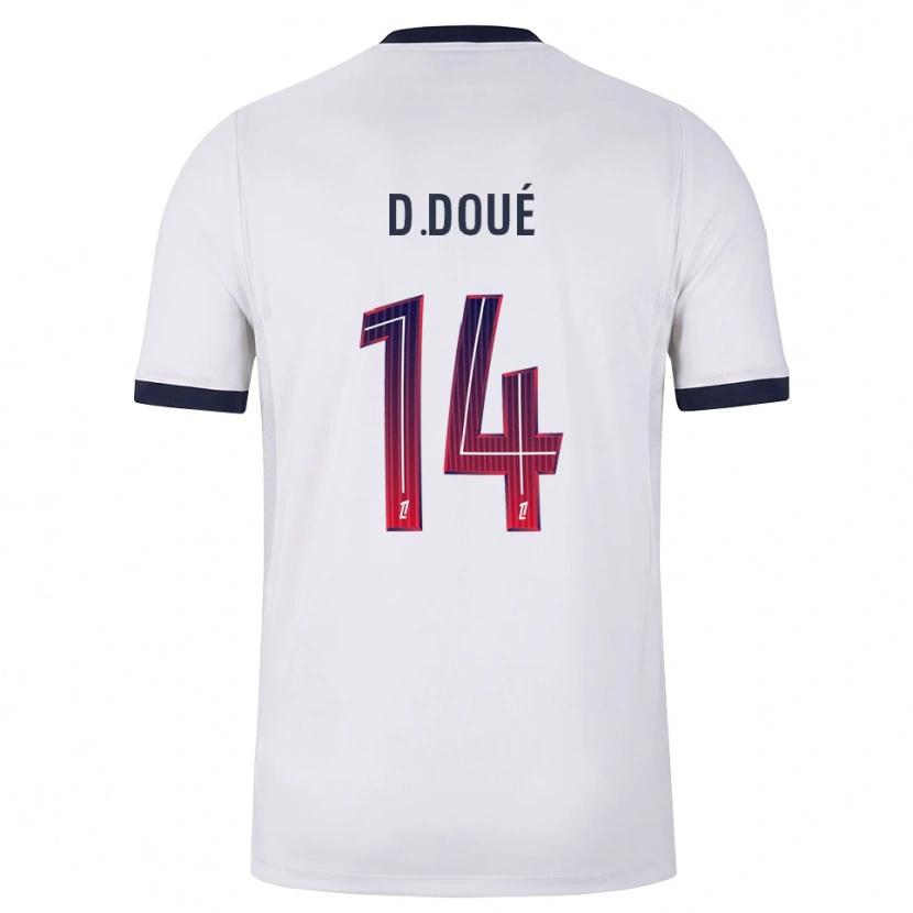 Danxen Men Désiré Doué #14 White Black Red Away Jersey 2026/27 T-Shirt