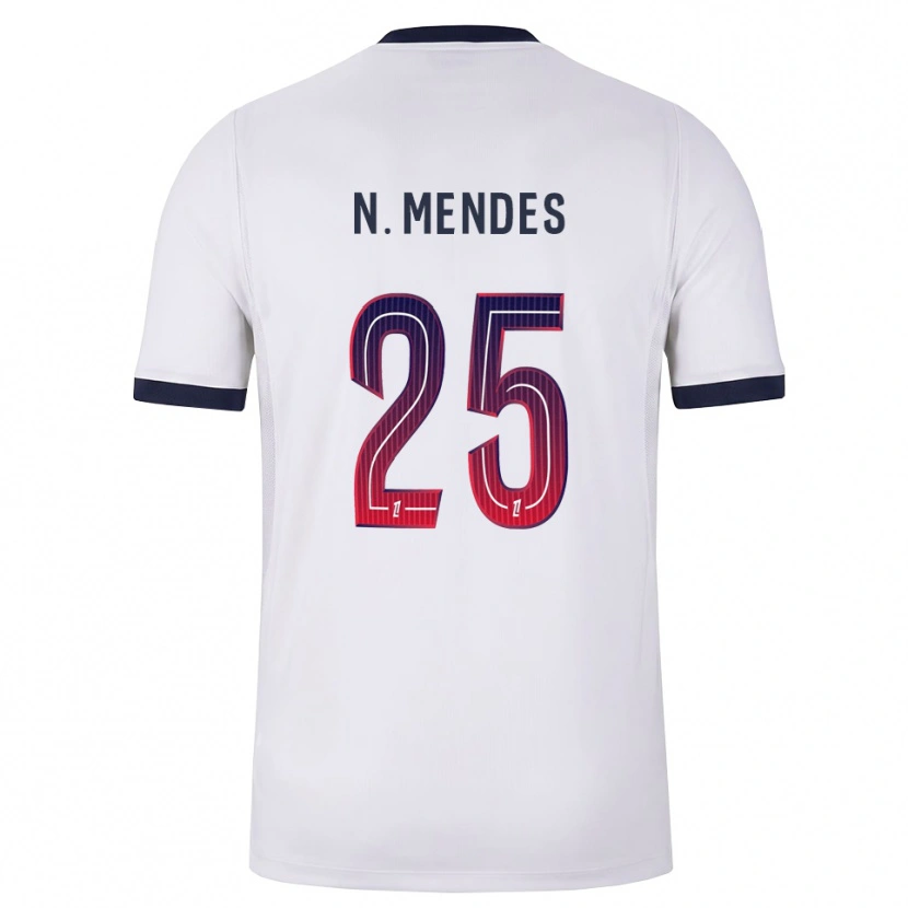 Danxen Men Nuno Mendes #25 White Black Red Away Jersey 2026/27 T-Shirt