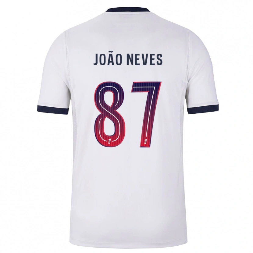 Danxen Men João Neves #87 White Black Red Away Jersey 2026/27 T-Shirt