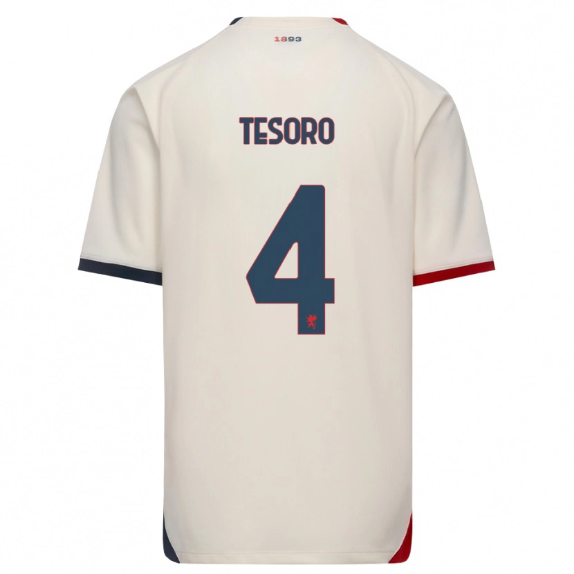 Danxen Kid Cristian Tesoro #4 Off-White Red Away Jersey 2026/27 T-Shirt