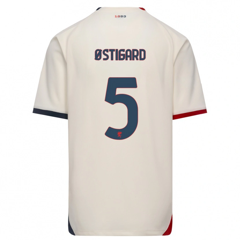 Danxen Kid Leo Østigård #5 Off-White Red Away Jersey 2026/27 T-Shirt