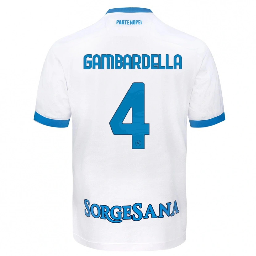 Danxen Kid Vittorio Gambardella #4 White Sky Blue Away Jersey 2026/27 T-Shirt