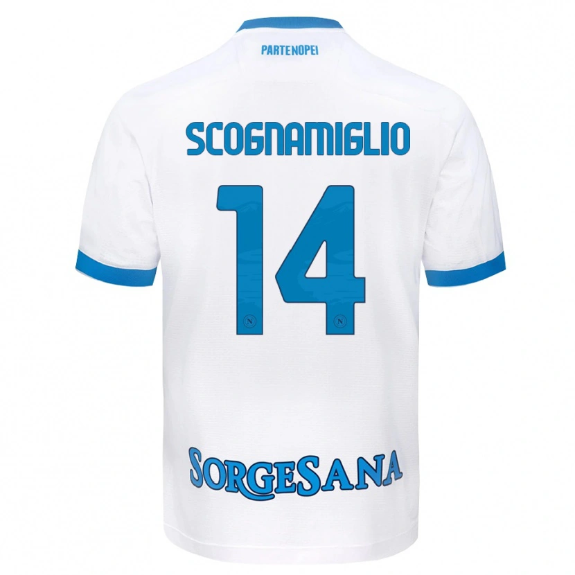 Danxen Kid Fabio Scognamiglio #14 White Sky Blue Away Jersey 2026/27 T-Shirt