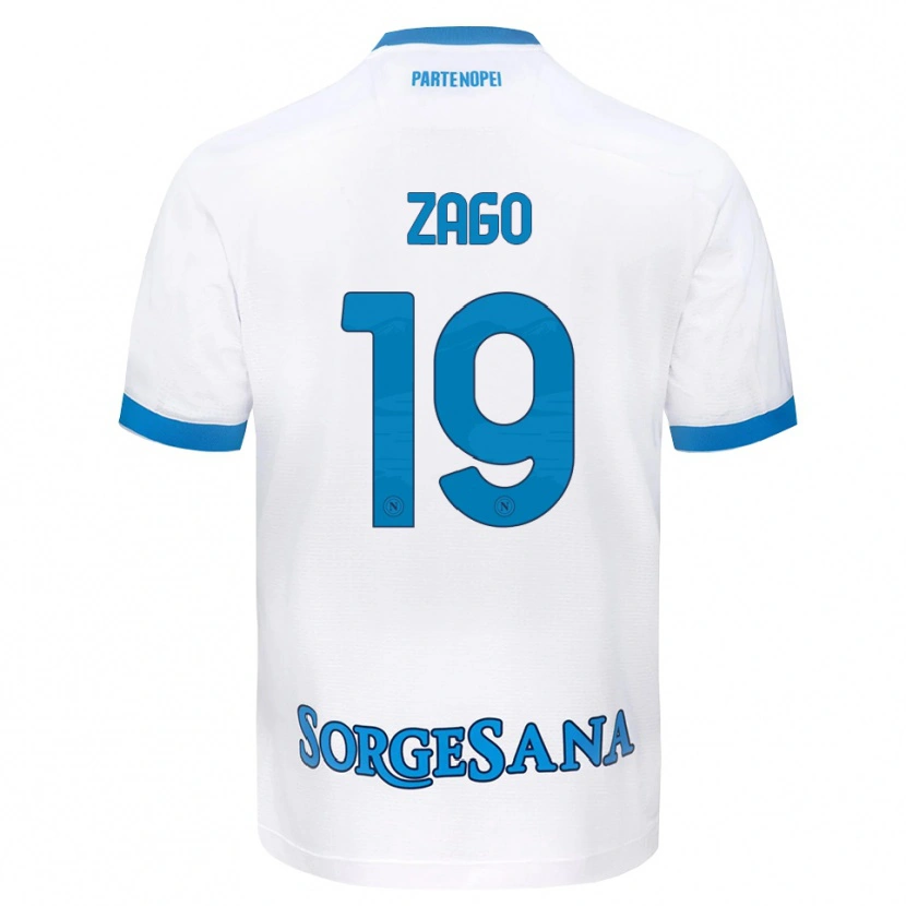Danxen Kid Gabriele Zago #19 White Sky Blue Away Jersey 2026/27 T-Shirt