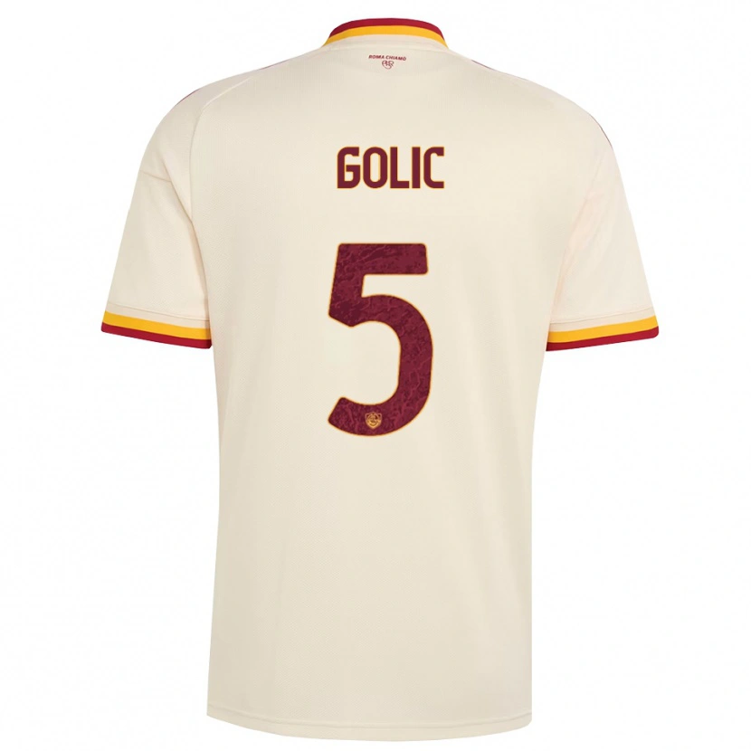 Danxen Kid Lovro Golic #5 Champagne Red Yellow Away Jersey 2026/27 T-Shirt