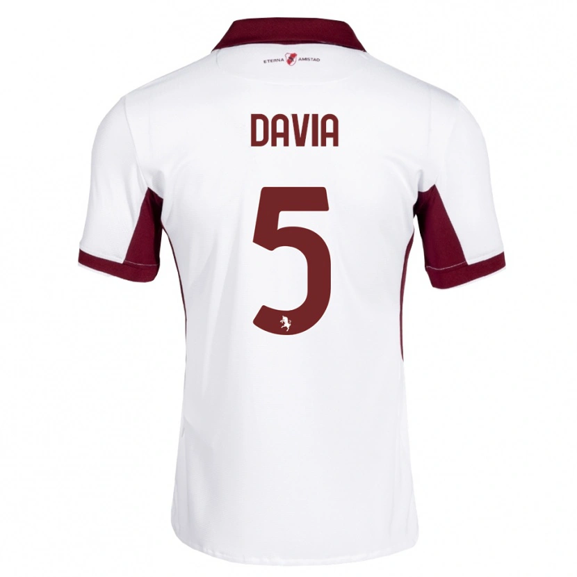 Danxen Kid Emiliano Davia #5 Burgundy White Red Away Jersey 2026/27 T-Shirt