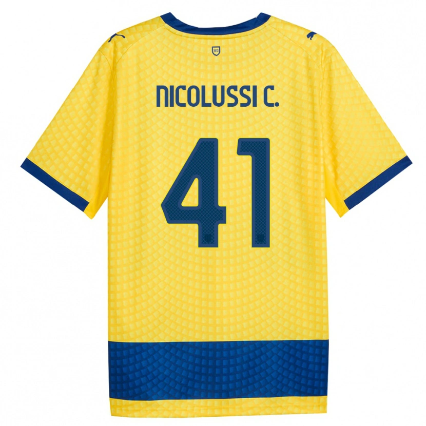 Danxen Kid Hans Nicolussi Caviglia #41 Yellow Blue Black Away Jersey 2026/27 T-Shirt