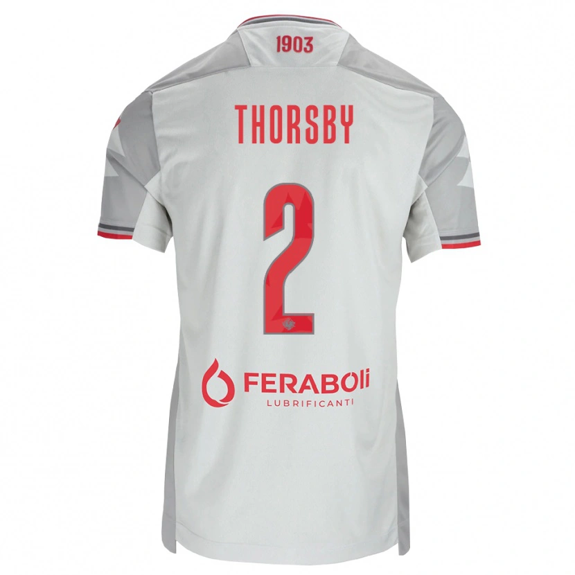 Danxen Kid Morten Thorsby #2 Grey White Red Away Jersey 2026/27 T-Shirt
