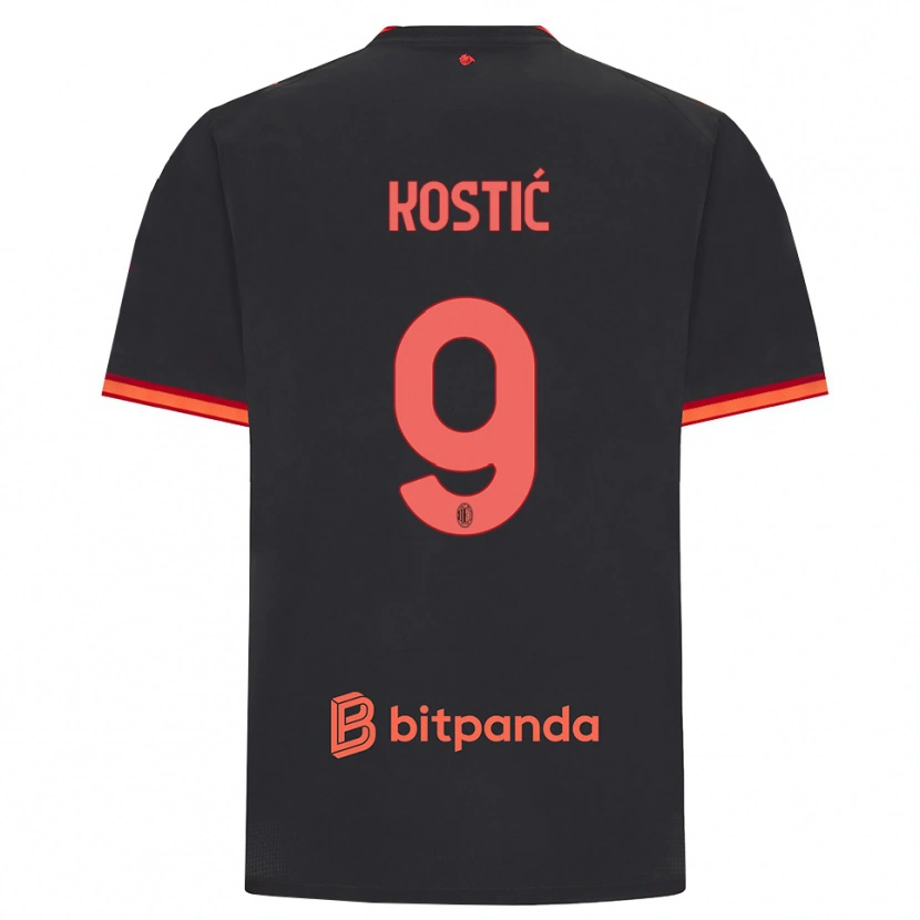 Danxen Kid Andrej Kostić #9 Black Red Third Jersey 2026/27 T-Shirt