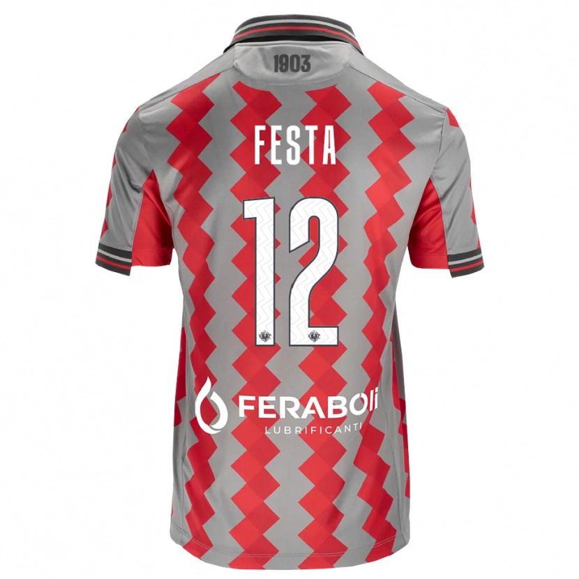 Danxen Men Marco Festa #12 Grey Red White Home Jersey 2026/27 T-Shirt