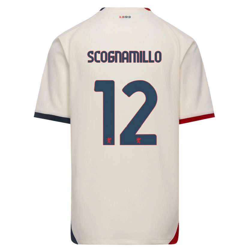 Danxen Men Andrea Scognamillo #12 Off-White Red Away Jersey 2026/27 T-Shirt