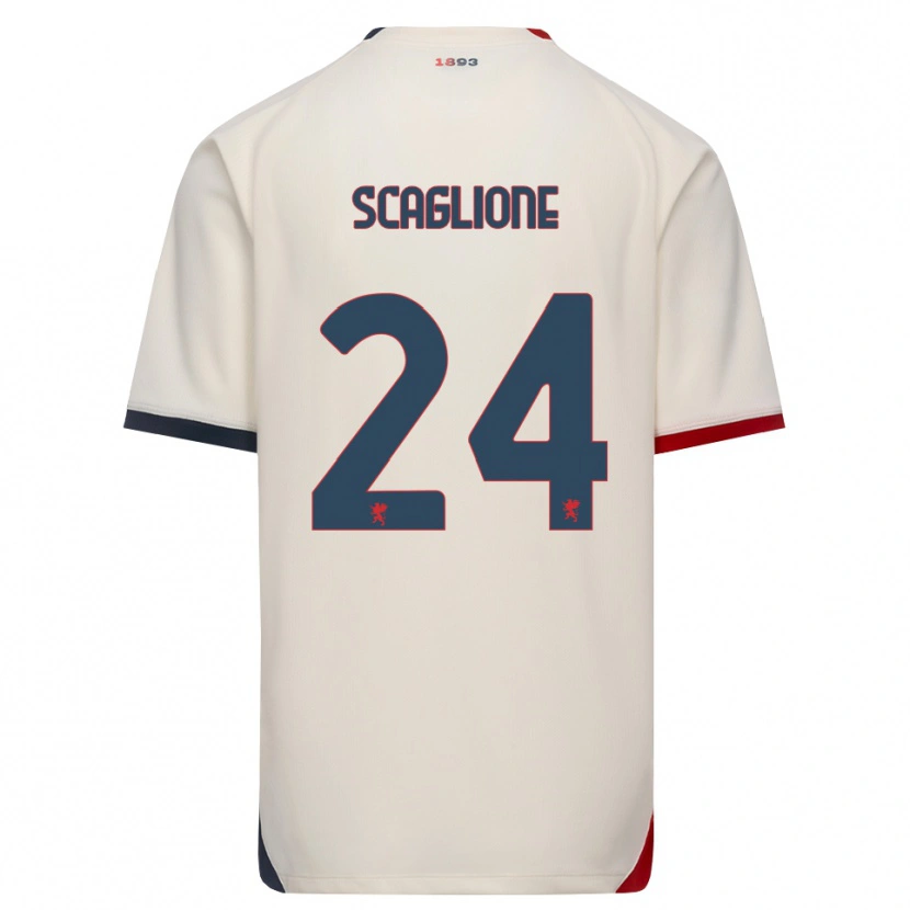 Danxen Men Roberto Scaglione #24 Off-White Red Away Jersey 2026/27 T-Shirt