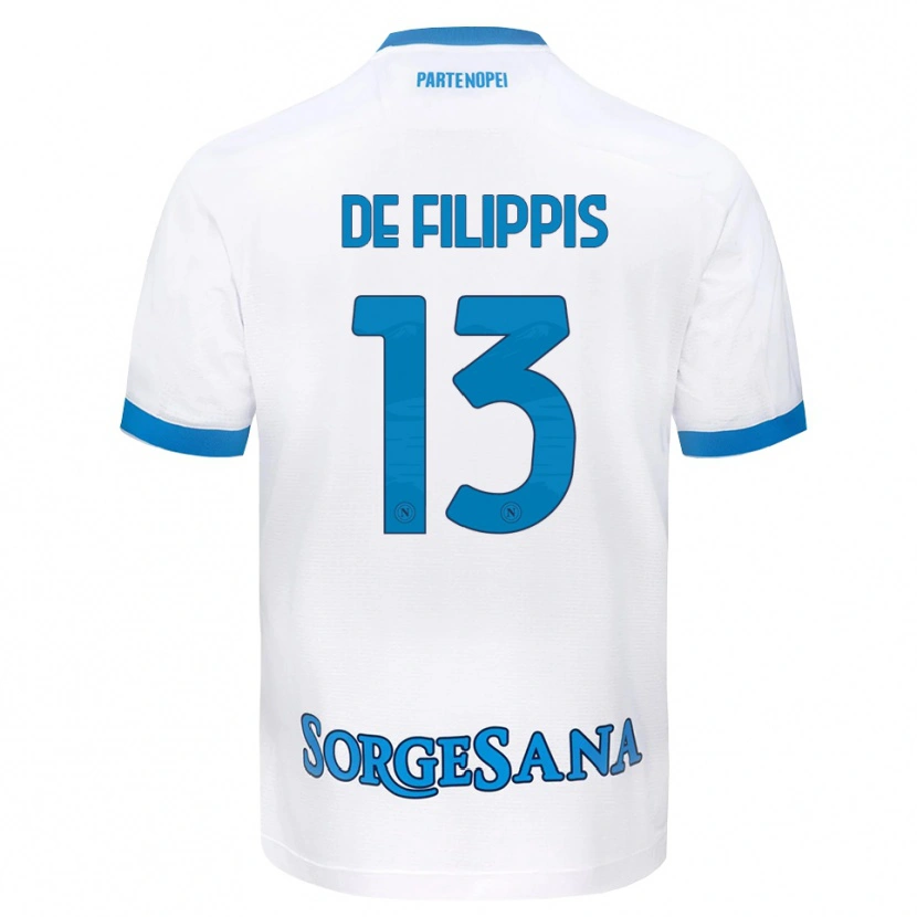 Danxen Men Antonio De Filippis #13 White Sky Blue Away Jersey 2026/27 T-Shirt