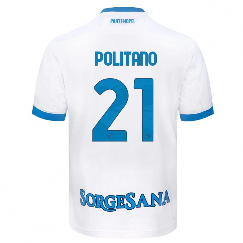Danxen Men Matteo Politano #21 White Sky Blue Away Jersey 2026/27 T-Shirt